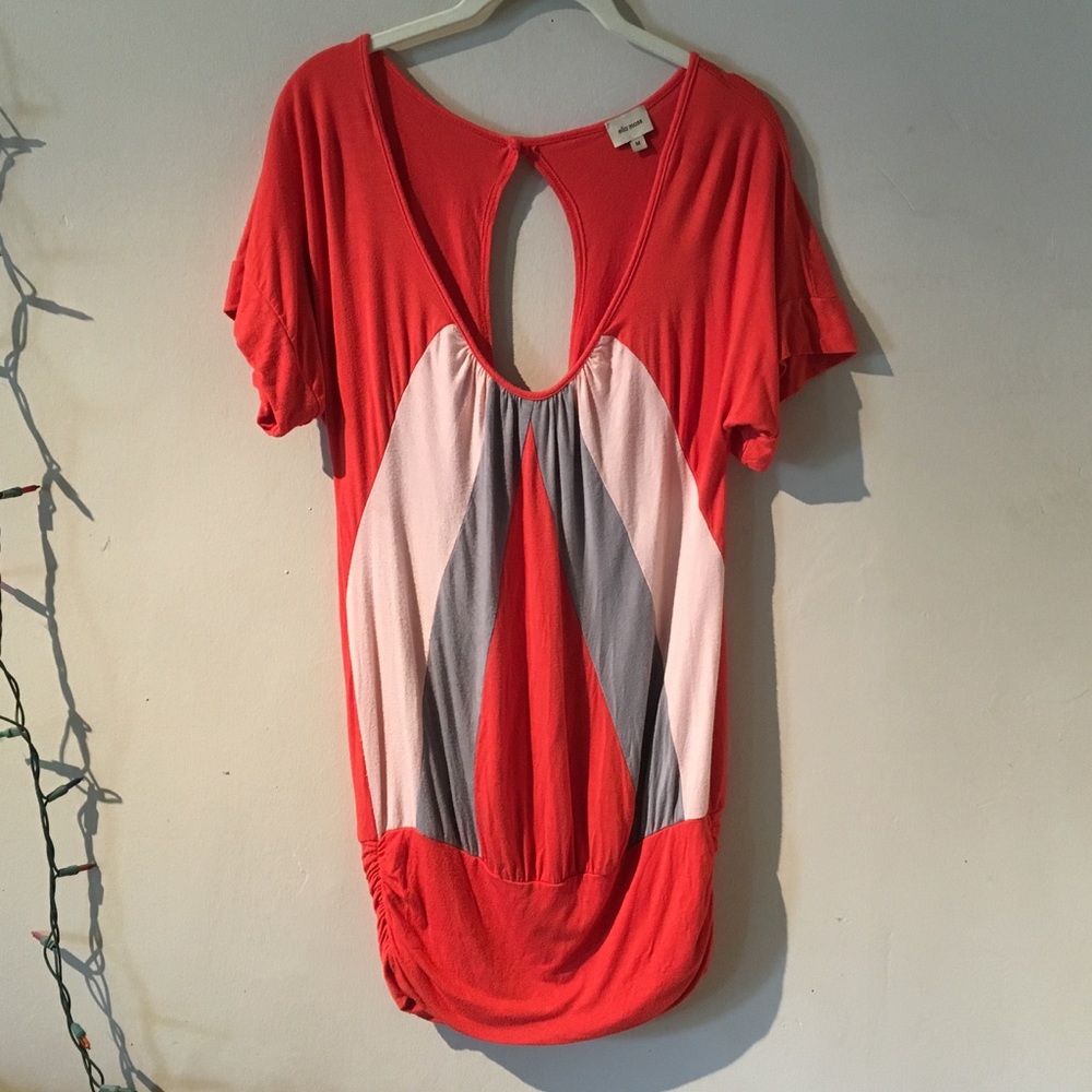 Ella Moss Orange Color Block Top Minidress Tunic